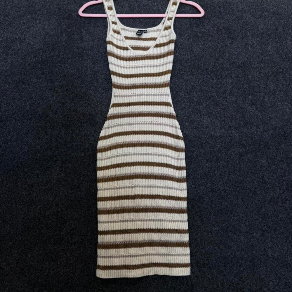Women's Small Windsor striped knit midi dress Y2K sweater bodycon dress